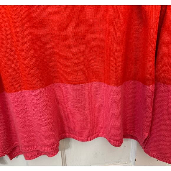 Old Navy Colorblock Sweater Womens Size XXL Orange Pink Round Neck Pullover - Picture 4 of 6
